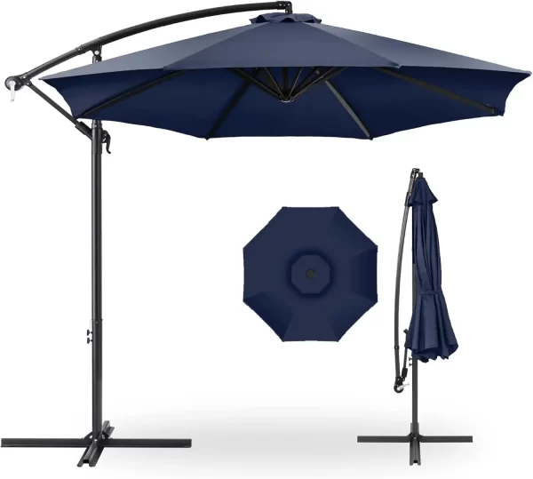 10ft Offset Hanging Market Patio Umbrella w/Easy Tilt Adjustment, Polyester Shade - Image 22