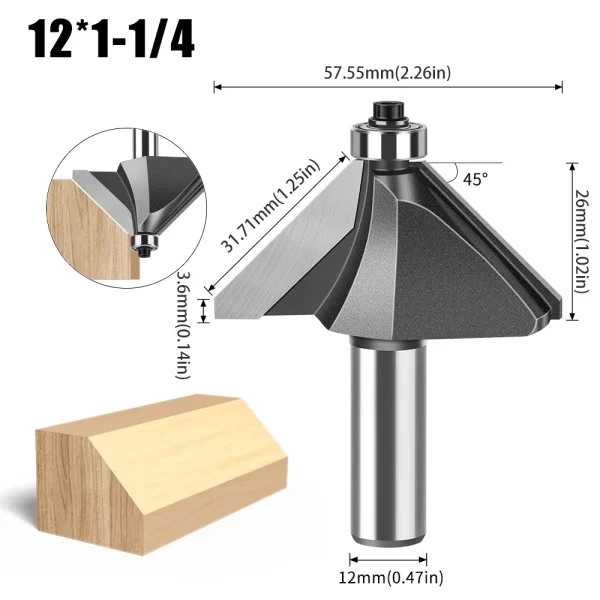 1pc 6mm 12mm Shank 45 Degree Bevel Router Bit Woodworking - Image 7