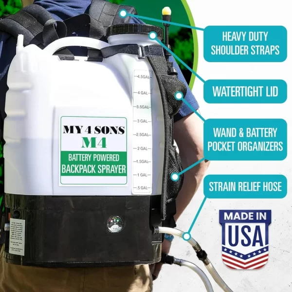 MY4SONS  4-Gallon Battery Powered Backpack Sprayer - Image 4