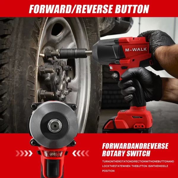 M-WALK Electric Impact Wrench 1300N. Power Wrench For 18V Milwaukee Battery Pin - Image 4