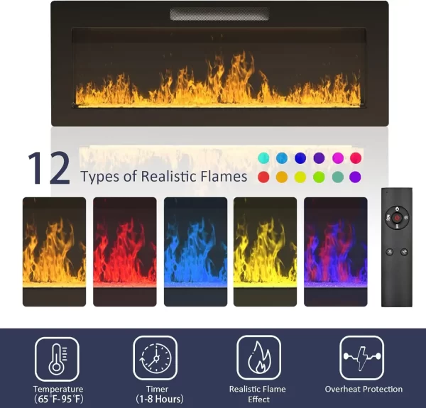 TV Stand with Fireplace, 36" Fireplace TV Stand LED Entertainment Center with Fireplace - Image 3