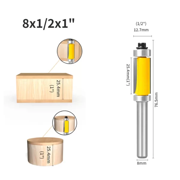 1PC Flush Trim Bit With Double Bearing Router Bit Woodworking - Image 8