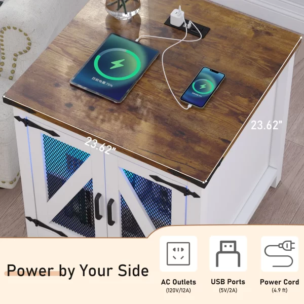 24" Farmhouse End Table, Large Sofa Side Table - Image 4
