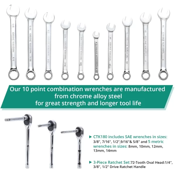 213-Piece Mechanics Tool Set General Assorted Sockets and Wrenches Set - Image 5