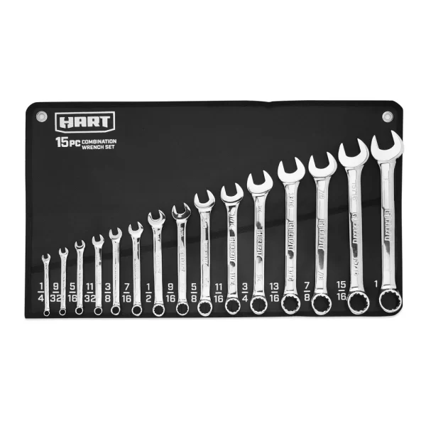15-Piece SAE Wrench Set Chrome Vanadium Steel Tool Pouch Durable Rust Resistant - Image 3