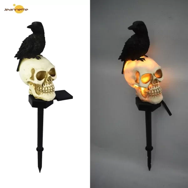 Halloween Crow Skull Outdoor Solar Light - Image 8