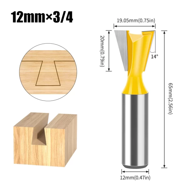 1Pcs 6mm 12mm Shank Dovetail Joint Router Bits Set Dovetail Joint Router Bits Set - Image 19