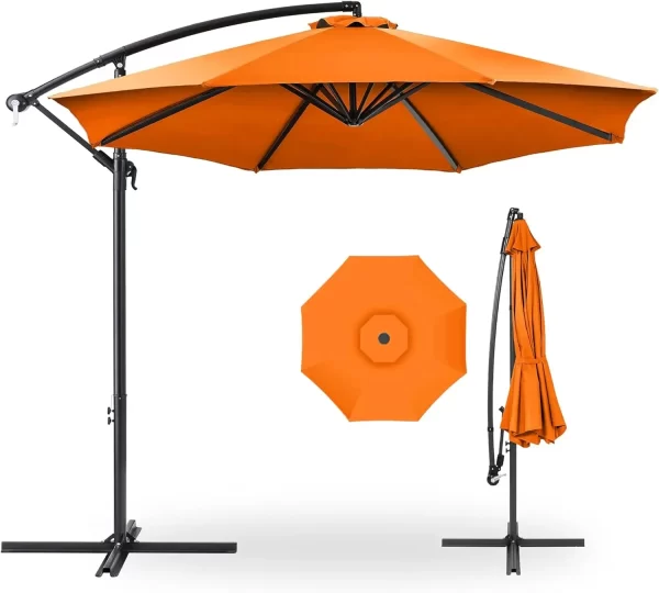 10ft Offset Hanging Market Patio Umbrella w/Easy Tilt Adjustment, Polyester Shade - Image 27