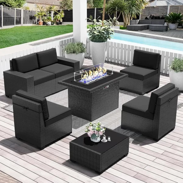 8 Piece Patio Furniture Set with 44" Propane Gas Fire Pit Table - Image 10