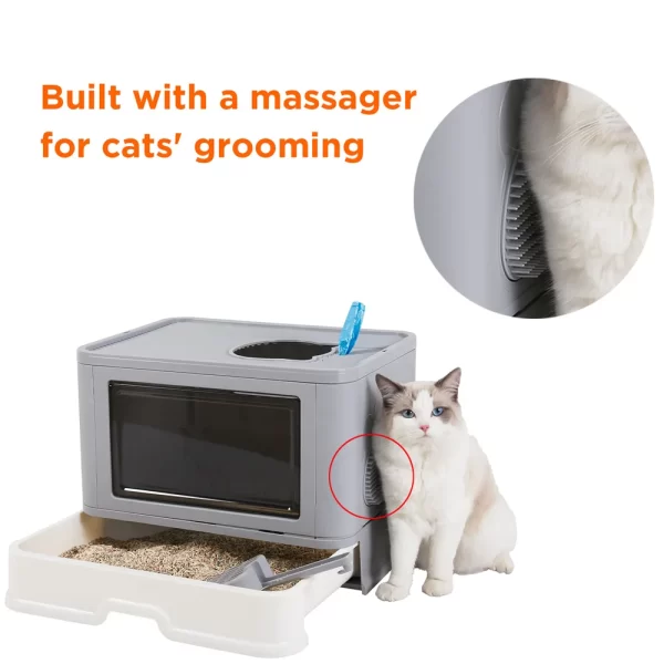 Large Hooded Cat Litter Box Tray Drawer Type - Image 16
