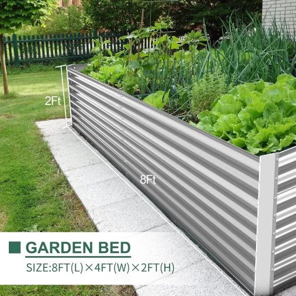 8×4×2 ft Galvanized Raised Garden Bed Kit, Galvanized Planter Raised - Image 6