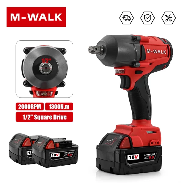 M-WALK Electric Impact Wrench 1300N. Power Wrench For 18V Milwaukee Battery Pin