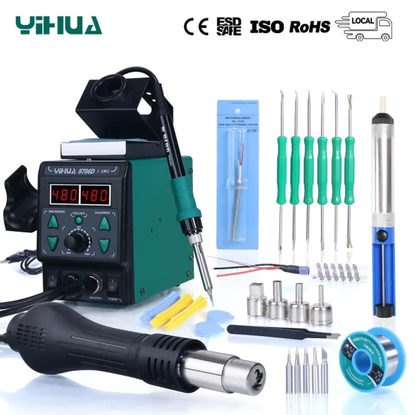 YIHUA 8786D Soldering Iron Hot Air Soldering Station Tool Welding Station