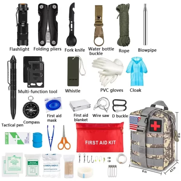 Survival First Aid Kit Survival Full Set Molle Outdoor Gear Emergency Kits Trauma Bag - Image 2