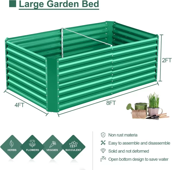 8×4×2 ft Galvanized Raised Garden Bed Kit, Galvanized Planter Raised Garden Boxes Outdoo - Image 5