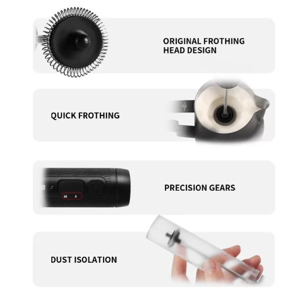 MHW-3BOMBER Electric Milk Frother Portable Handheld Milk Foamer USB Rechargeable - Image 3