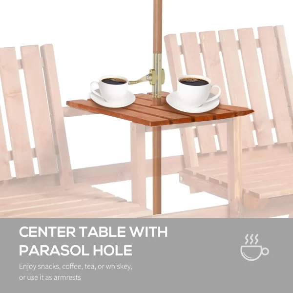 Patio Bench, With Middle Table And Umbrella Hole, Wooden Outdoor Bench - Image 6