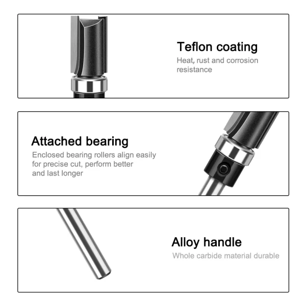 1pc 6mm 1/4"Shank Bearing Straight Router Bit - Image 4