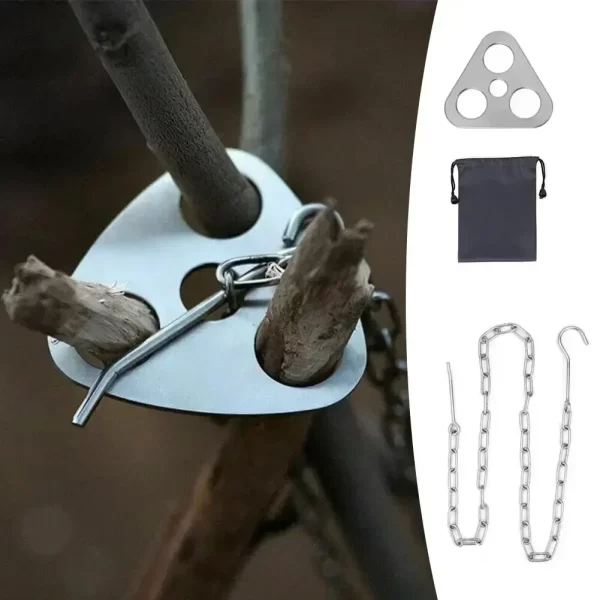 Portable Detachable Outdoor Barbecue Tripod Hanging Rack Campfire Grill Pot Triangle Stand Set - Image 3