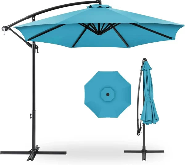 10ft Offset Hanging Market Patio Umbrella w/Easy Tilt Adjustment, Polyester Shade - Image 18