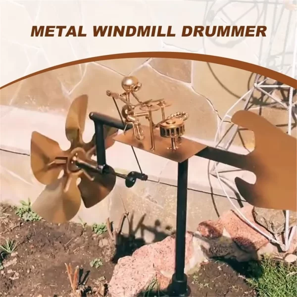 2025 New Metal Drummer Windmill Statue - Image 10