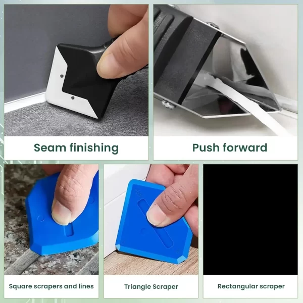 9PCS Caulk Nozzle Applicator Silicone Scraper Sealant Caulking Smooth Remover Tools Kit - Image 2