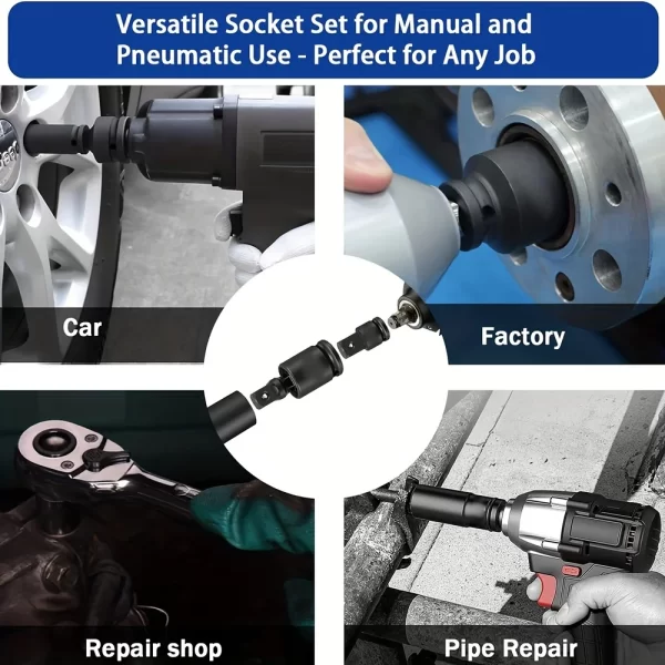 11pcs Impact Adapter and Reducer Set and Universal Joint Swivel Socket Adapter Set,1/4"3/8"1/2"3/4"1" - Image 4