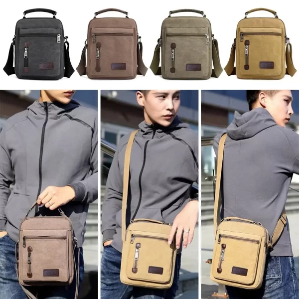 Multi Pockets Men Shoulder Bags Creative Tote Canvas