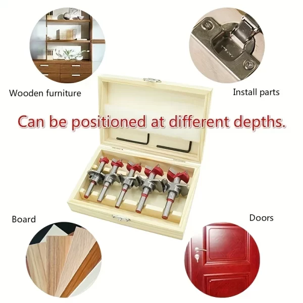 Woodworking Hole Opener Set Positioning Hard Alloy Flat Wing Drill Adjustable Hinge Hole Expander 15-35mm - Image 5