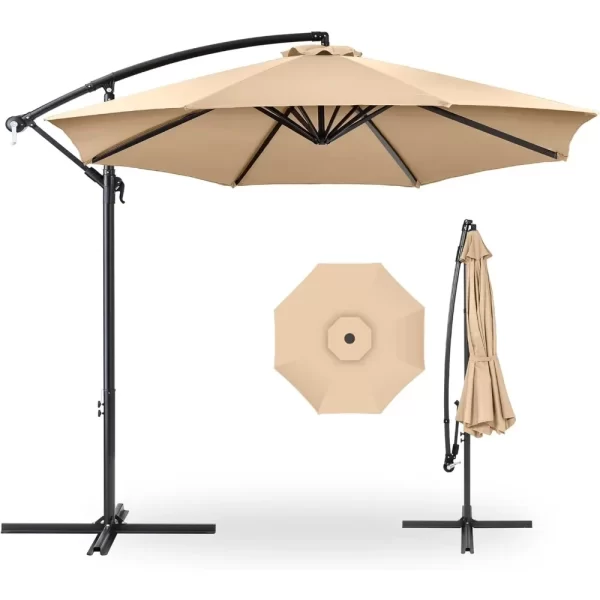 10ft Offset Hanging Market Patio Umbrella w/Easy Tilt Adjustment, Polyester Shade - Image 31