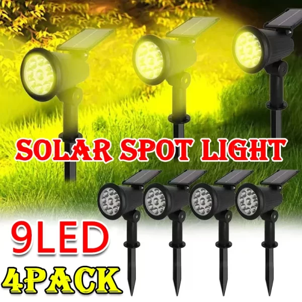 1~4Pack Solar Light Outdoor Adjustable 9LED Spotlight