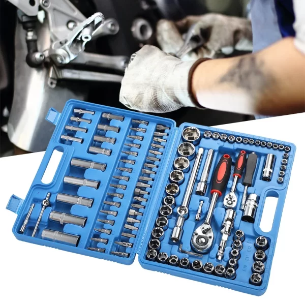 108Pcs Ratchet Wrench Socket Set 1/4in 1/2in - Image 9