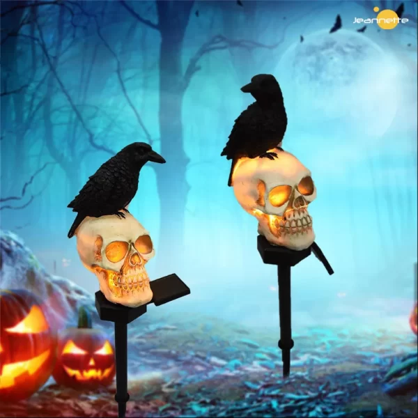 Halloween Crow Skull Outdoor Solar Light - Image 6