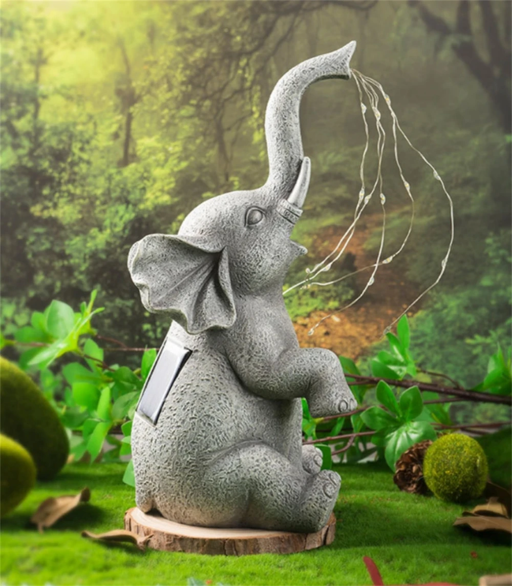 Solar Elephant Statues String Lights - Image 12