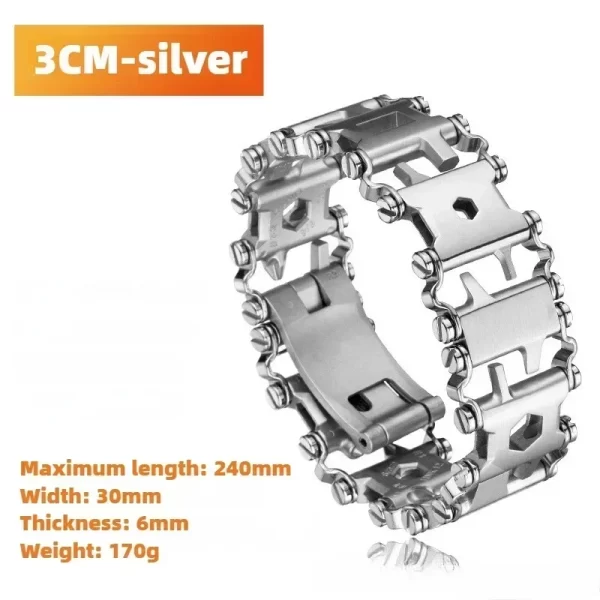 Survival Multitools Silver Bracelet  Stainless Steel Bracelet - Image 7
