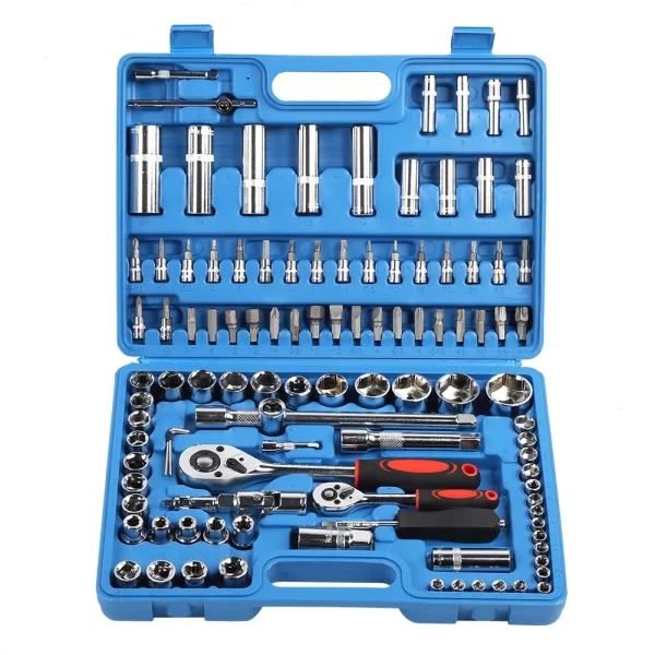 108Pcs Ratchet Wrench Socket Set 1/4in 1/2in