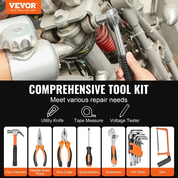 VEVOR Tool Kit Home Repairing Tool Kit with Portable Tool Storage - Image 2