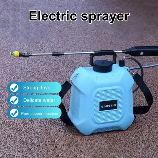 5L/8L Garden Electric Sprayer Backpack Sprayer with Shoulder Strap Telescopic Wand 2 Nozzles Battery Powered Sprayer - Image 9