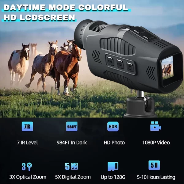 1080P Night Vision Monocular 5x Digital Zoom Goggles Infrared Telescope Mini Pocket Binoculars - Image 2
