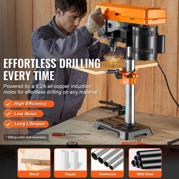 SucceBuy 10 in Benchtop Drill Press 6.2A Induction Motor Tabletop Drilling Machine - Image 2