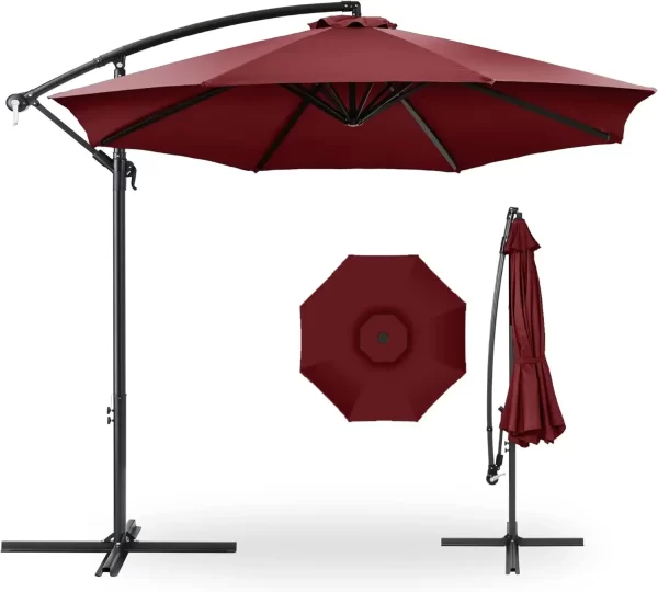 10ft Offset Hanging Market Patio Umbrella w/Easy Tilt Adjustment, Polyester Shade - Image 12