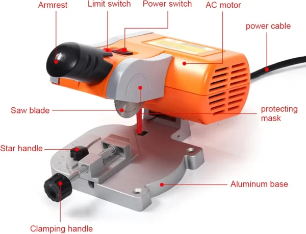 Mini Bench Cut-off Miter Saw Set 110V Power with 2" Blade 1/2" Cuting Depth Cutter - Image 2