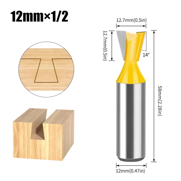 1Pcs 6mm 12mm Shank Dovetail Joint Router Bits Set Dovetail Joint Router Bits Set - Image 21
