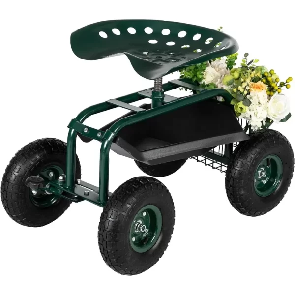 Rolling Work Seat with Adjustable 360 Degree Swivel Seat
