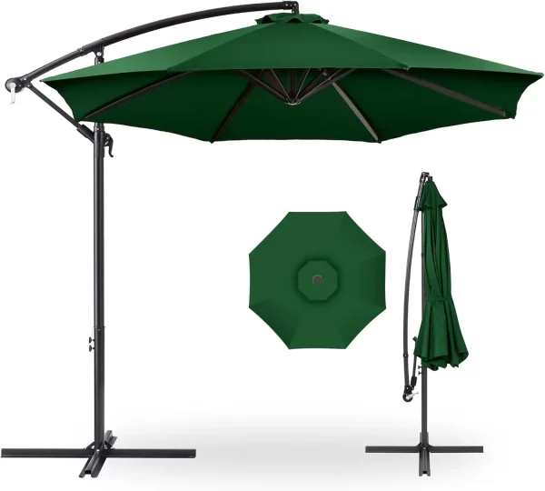 10ft Offset Hanging Market Patio Umbrella w/Easy Tilt Adjustment, Polyester Shade - Image 29