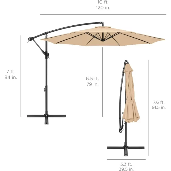 10ft Offset Hanging Market Patio Umbrella w/Easy Tilt Adjustment, Polyester Shade - Image 6