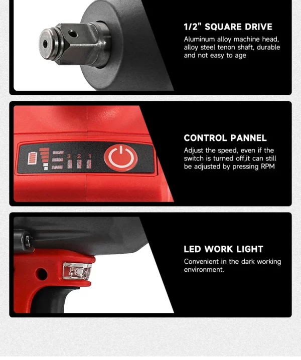 M-WALK Electric Impact Wrench 1300N. Power Wrench For 18V Milwaukee Battery Pin - Image 11