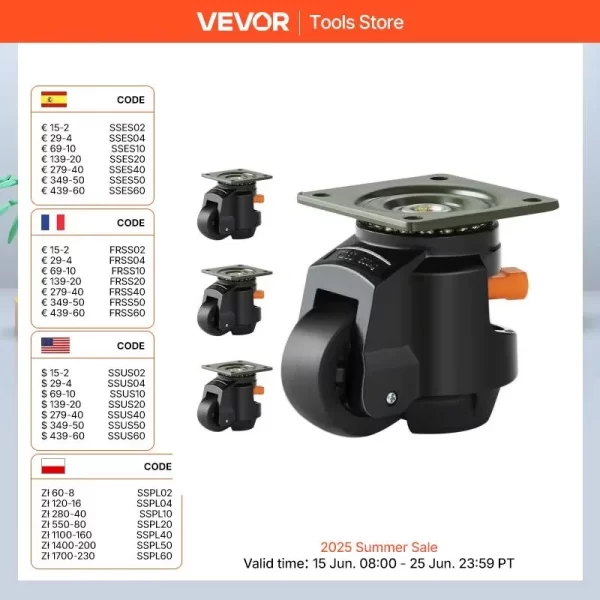 VEVOR 4 Pcs Leveling Casters Heavy Duty Swivel Caster Wheels
