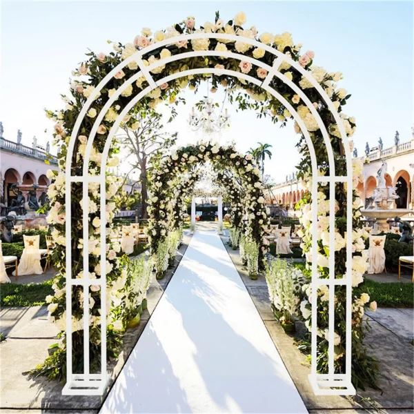 Large White Wedding Arch Stand 3 Layer - Image 2