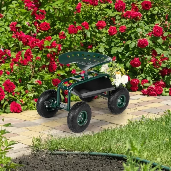 Rolling Work Seat with Adjustable 360 Degree Swivel Seat - Image 2